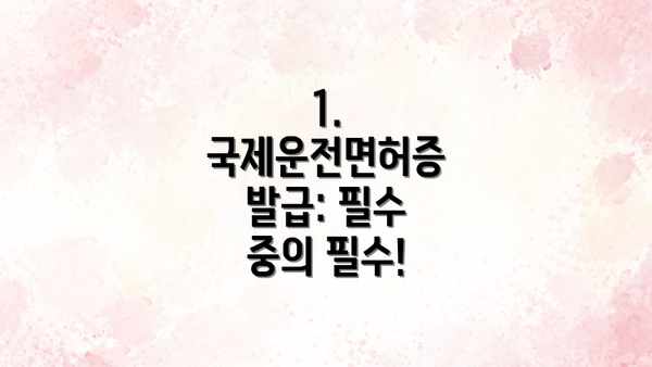1. 국제운전면허증 발급: 필수 중의 필수!