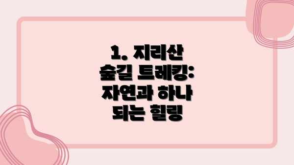 1. 지리산 숲길 트레킹: 자연과 하나 되는 힐링