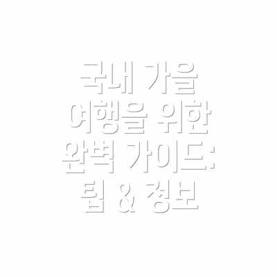 국내 가을 여행을 위한 완벽 가이드: 팁 & 정보