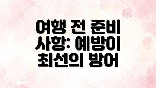 여행 전 준비 사항: 예방이 최선의 방어