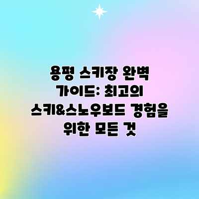 용평 스키장 완벽 가이드: 최고의 스키&스노우보드 경험을 위한 모든 것 용평 스키장 완벽 가이드: 최고의 스키&스노우보드 경험을 위한 모든 것