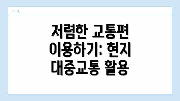 저렴한 교통편 이용하기: 현지 대중교통 활용