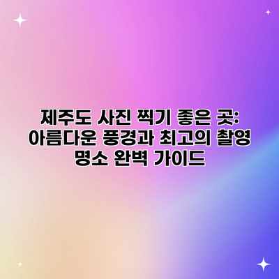 제주도 사진 찍기 좋은 곳: 아름다운 풍경과 최고의 촬영 명소 완벽 가이드 제주도 사진 찍기 좋은 곳: 아름다운 풍경과 최고의 촬영 명소 완벽 가이드