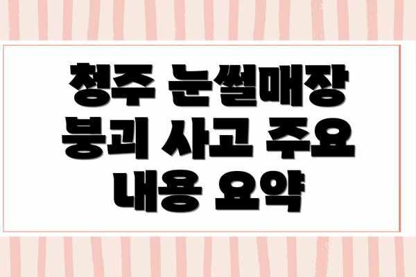 청주 눈썰매장 붕괴 사고 주요 내용 요약
