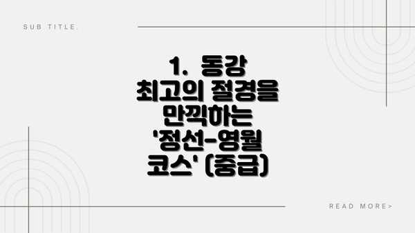 1.  동강 최고의 절경을 만끽하는 '정선-영월 코스' (중급)