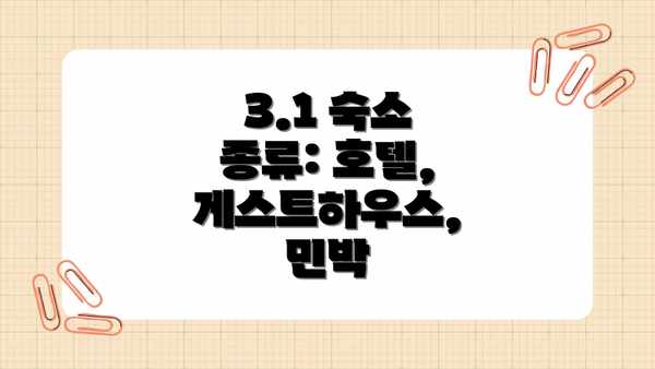 3.1 숙소 종류: 호텔, 게스트하우스, 민박