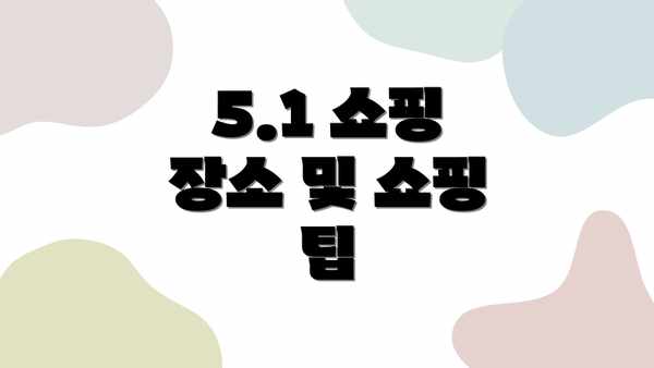 5.1 쇼핑 장소 및 쇼핑 팁