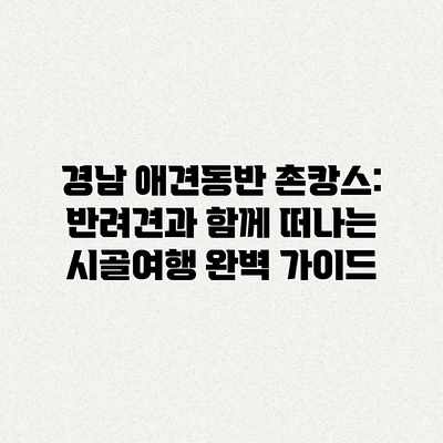 경남 애견동반 촌캉스: 반려견과 함께 떠나는 시골여행 완벽 가이드 경남 애견동반 촌캉스: 반려견과 함께 떠나는 시골여행 완벽 가이드