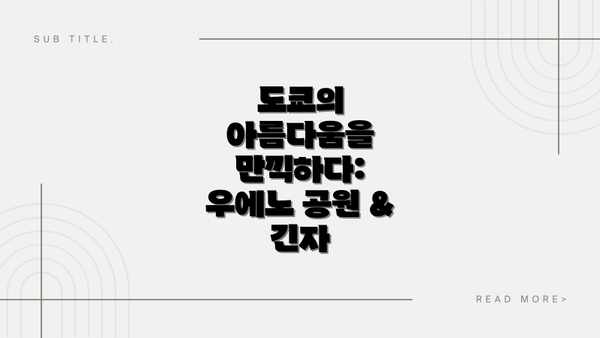 도쿄의 아름다움을 만끽하다:  우에노 공원 & 긴자