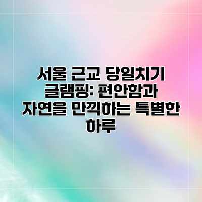 서울 근교 당일치기 글램핑: 편안함과 자연을 만끽하는 특별한 하루 서울 근교 당일치기 글램핑: 편안함과 자연을 만끽하는 특별한 하루