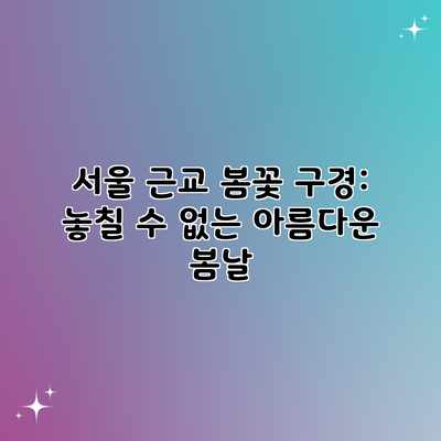 서울 근교 봄꽃 구경: 놓칠 수 없는 아름다운 봄날 서울 근교 봄꽃 구경: 놓칠 수 없는 아름다운 봄날