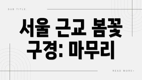서울 근교 봄꽃 구경: 마무리