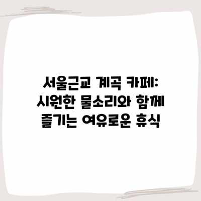 서울근교 계곡 카페: 시원한 물소리와 함께 즐기는 여유로운 휴식 서울근교 계곡 카페: 시원한 물소리와 함께 즐기는 여유로운 휴식