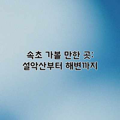 속초 가볼 만한 곳: 설악산부터 해변까지 속초 가볼 만한 곳: 설악산부터 해변까지
