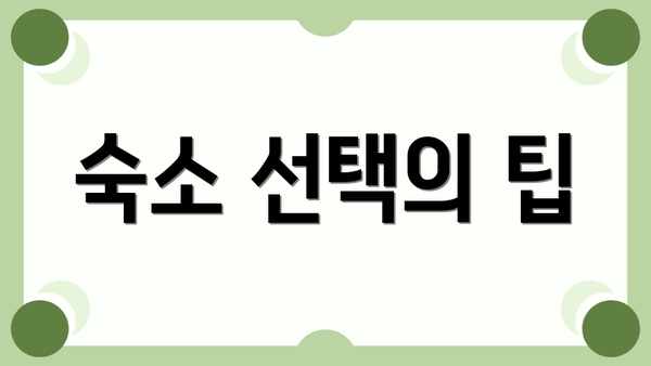 숙소 선택의 팁