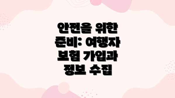 안전을 위한 준비: 여행자 보험 가입과 정보 수집