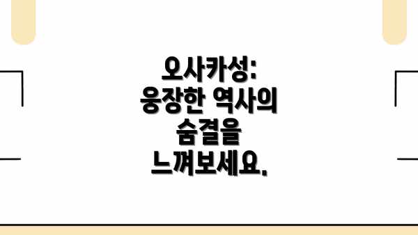 오사카성:  웅장한 역사의 숨결을 느껴보세요.