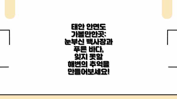 태안 안면도 가볼만한곳:  눈부신 백사장과 푸른 바다, 잊지 못할 해변의 추억을 만들어보세요!