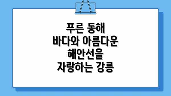 푸른 동해 바다와 아름다운 해안선을 자랑하는 강릉