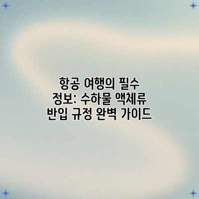 항공 여행의 필수 정보: 수하물 액체류 반입 규정 완벽 가이드 항공 여행의 필수 정보: 수하물 액체류 반입 규정 완벽 가이드