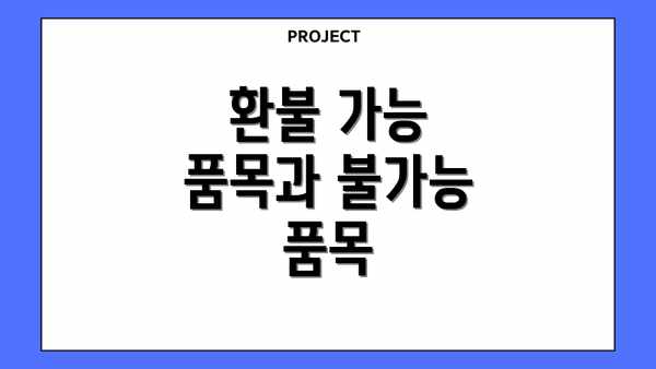 환불 가능 품목과 불가능 품목