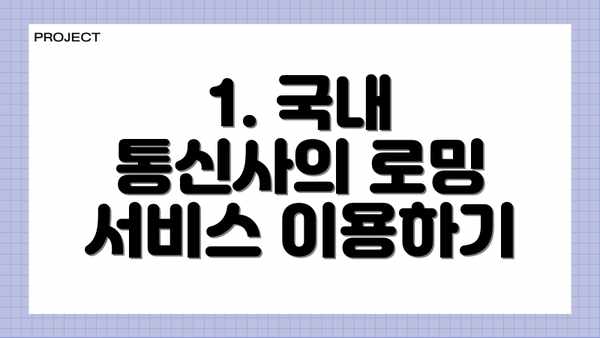 1. 국내 통신사의 로밍 서비스 이용하기