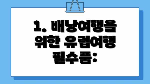 1. 배낭여행을 위한 유럽여행 필수품: