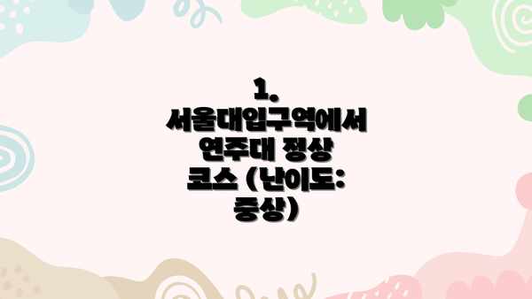 1. 서울대입구역에서 연주대 정상 코스 (난이도: 중상)