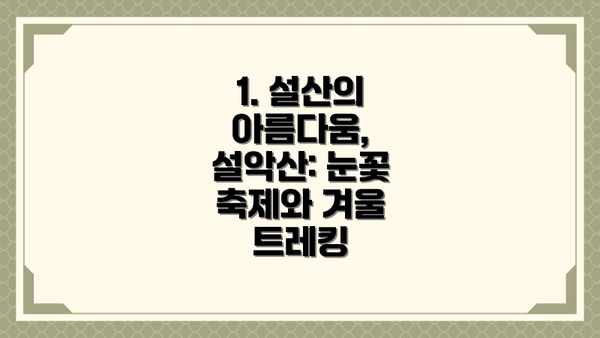 1. 설산의 아름다움, 설악산: 눈꽃 축제와 겨울 트레킹