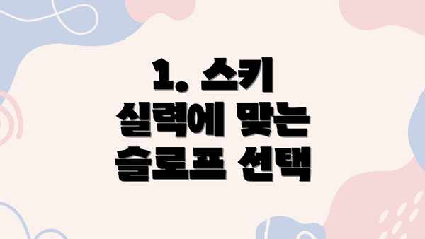 1. 스키 실력에 맞는 슬로프 선택