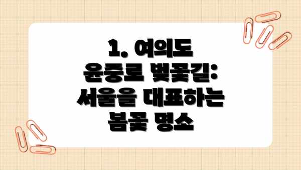 1. 여의도 윤중로 벚꽃길: 서울을 대표하는 봄꽃 명소
