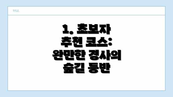 1. 초보자 추천 코스: 완만한 경사의 숲길 등반