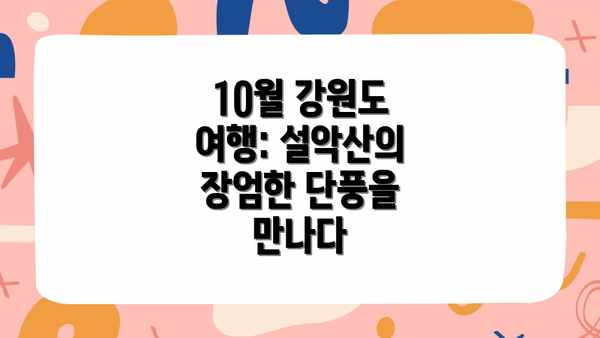 10월 강원도 여행: 설악산의 장엄한 단풍을 만나다