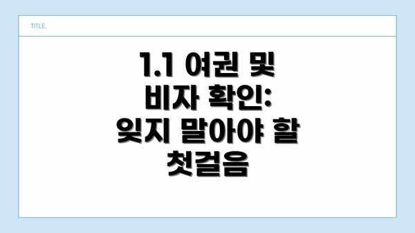 1.1 여권 및 비자 확인: 잊지 말아야 할 첫걸음