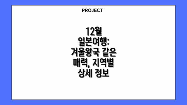 12월 일본여행: 겨울왕국 같은 매력, 지역별 상세 정보