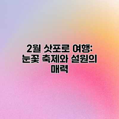 2월 삿포로 여행: 눈꽃 축제와 설원의 매력