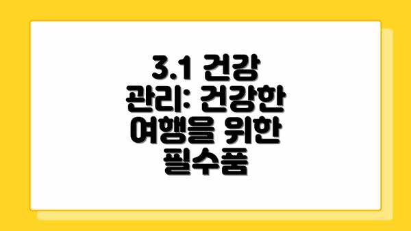 3.1 건강 관리: 건강한 여행을 위한 필수품