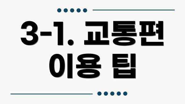 3-1. 교통편 이용 팁