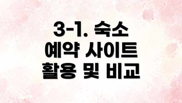3-1. 숙소 예약 사이트 활용 및 비교