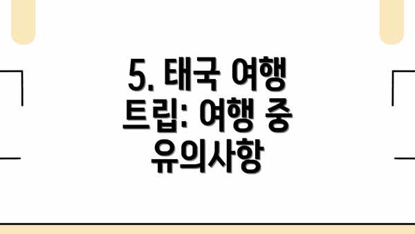 5. 태국 여행 트립: 여행 중 유의사항