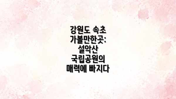 강원도 속초 가볼만한곳: 설악산 국립공원의 매력에 빠지다