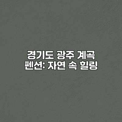 경기도 광주 계곡 펜션: 자연 속 힐링 경기도 광주 계곡 펜션: 자연 속 힐링