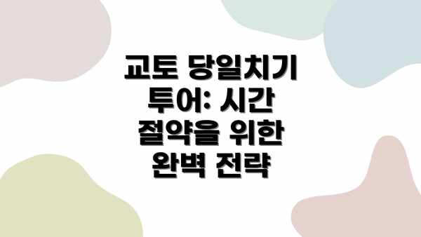 교토 당일치기 투어: 시간 절약을 위한 완벽 전략