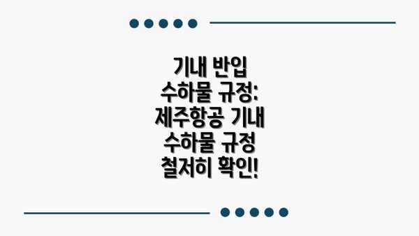 기내 반입 수하물 규정: 제주항공 기내 수하물 규정 철저히 확인!