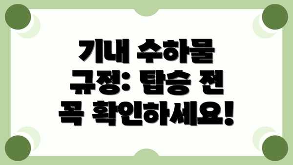 기내 수하물 규정: 탑승 전 꼭 확인하세요!
