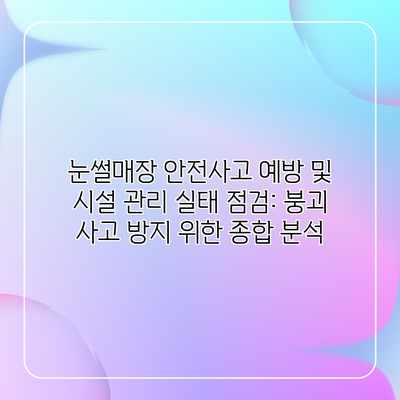 눈썰매장 안전사고 예방 및 시설 관리 실태 점검: 붕괴 사고 방지 위한 종합 분석 눈썰매장 안전사고 예방 및 시설 관리 실태 점검: 붕괴 사고 방지 위한 종합 분석