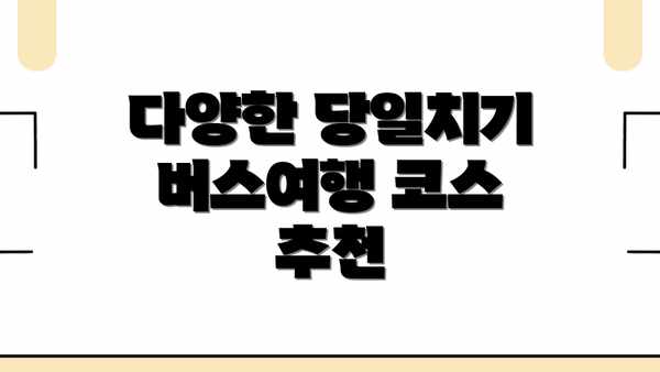 다양한 당일치기 버스여행 코스 추천