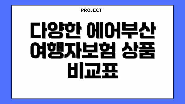 다양한 에어부산 여행자보험 상품 비교표