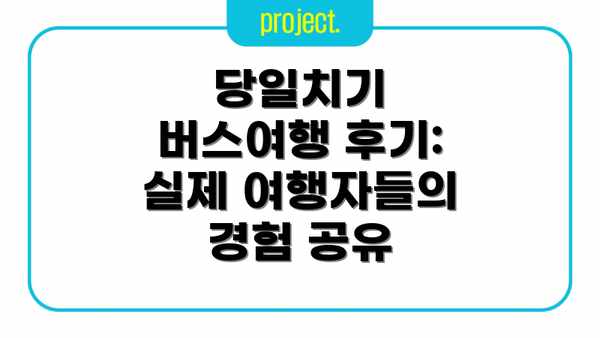 당일치기 버스여행 후기: 실제 여행자들의 경험 공유
