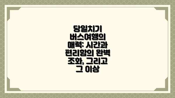 당일치기 버스여행의 매력: 시간과 편리함의 완벽 조화, 그리고 그 이상